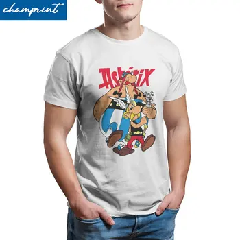 Asterix Obelix, T-Särgid, Meeste Cute Cartoon Naljakas Puuvill Tees Crewneck Lühikese Varrukaga T-Särgid Trükitud Riided  4