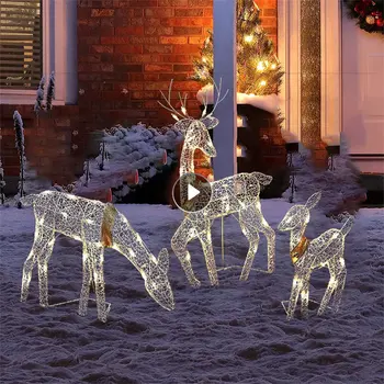 Handmake Raua Kunsti Põder Hirv Jõulud Aed Decor LED Valguse Sära Glitter Põhjapõder Xmas Kodu Outdoor Lamp Õue Ornament Decor  10