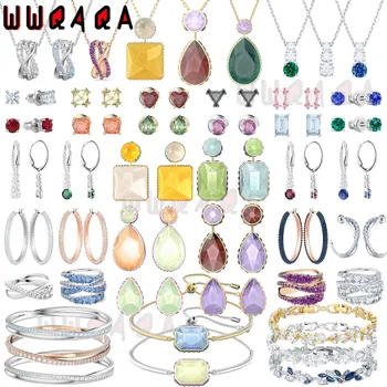 Jõuluehe 2023 SWA Boutique Ehete Komplekti Võlu Rainbow Austria Crystal Kõrge Kvaliteediga Naiste Kõrvarõngad, Sõrmus Logo  1
