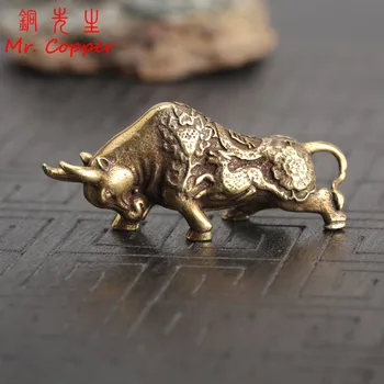 Mini Messing Rikkuse Bull Figuriin Ripats Vintage Feng Shui Ornament Metallist Loomade Kuju Kodus Töölaua Kaunistus ornament  10